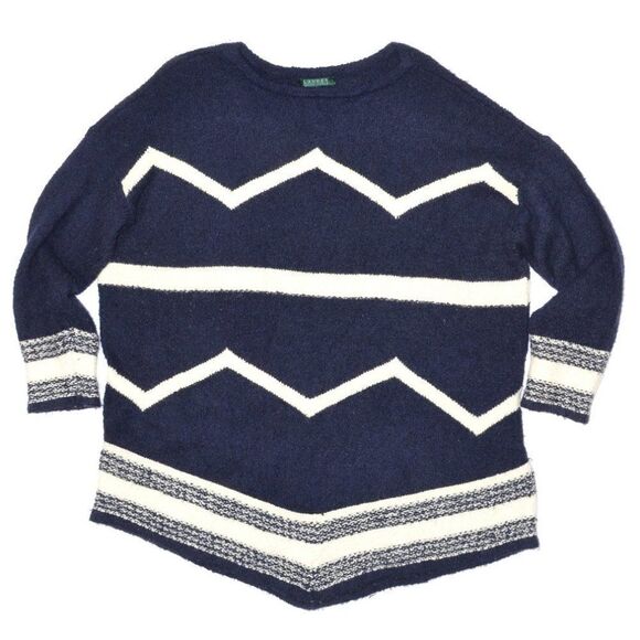Lauren Ralph Lauren Navy Chevron Southwestern Aztec stripe sweater, size 3X - Picture 1 of 4